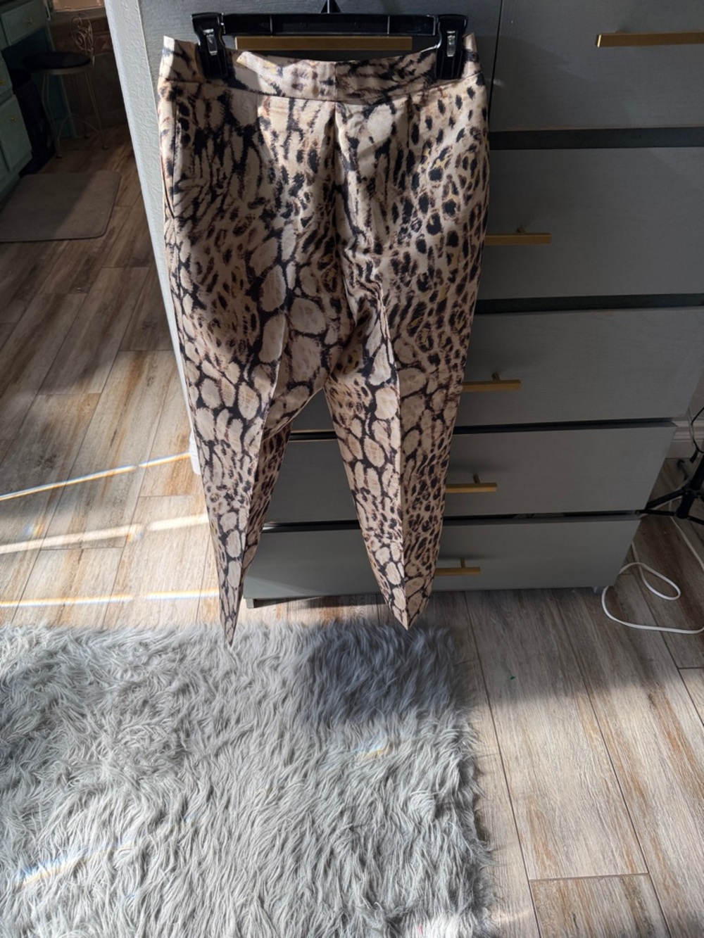 Adolfo Dominguez Beige and Black Animal Print Tapered Pants - Picture 3 of 7